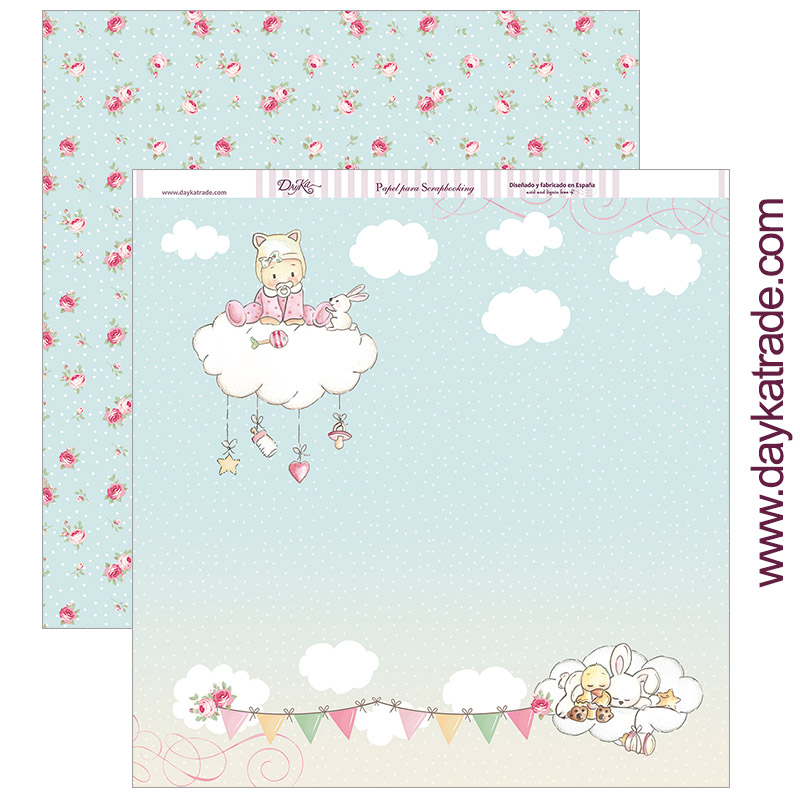 PAPEL SCRAPBOOKING «BEBÉ EN NUBE» Dayka - Alma Imagina