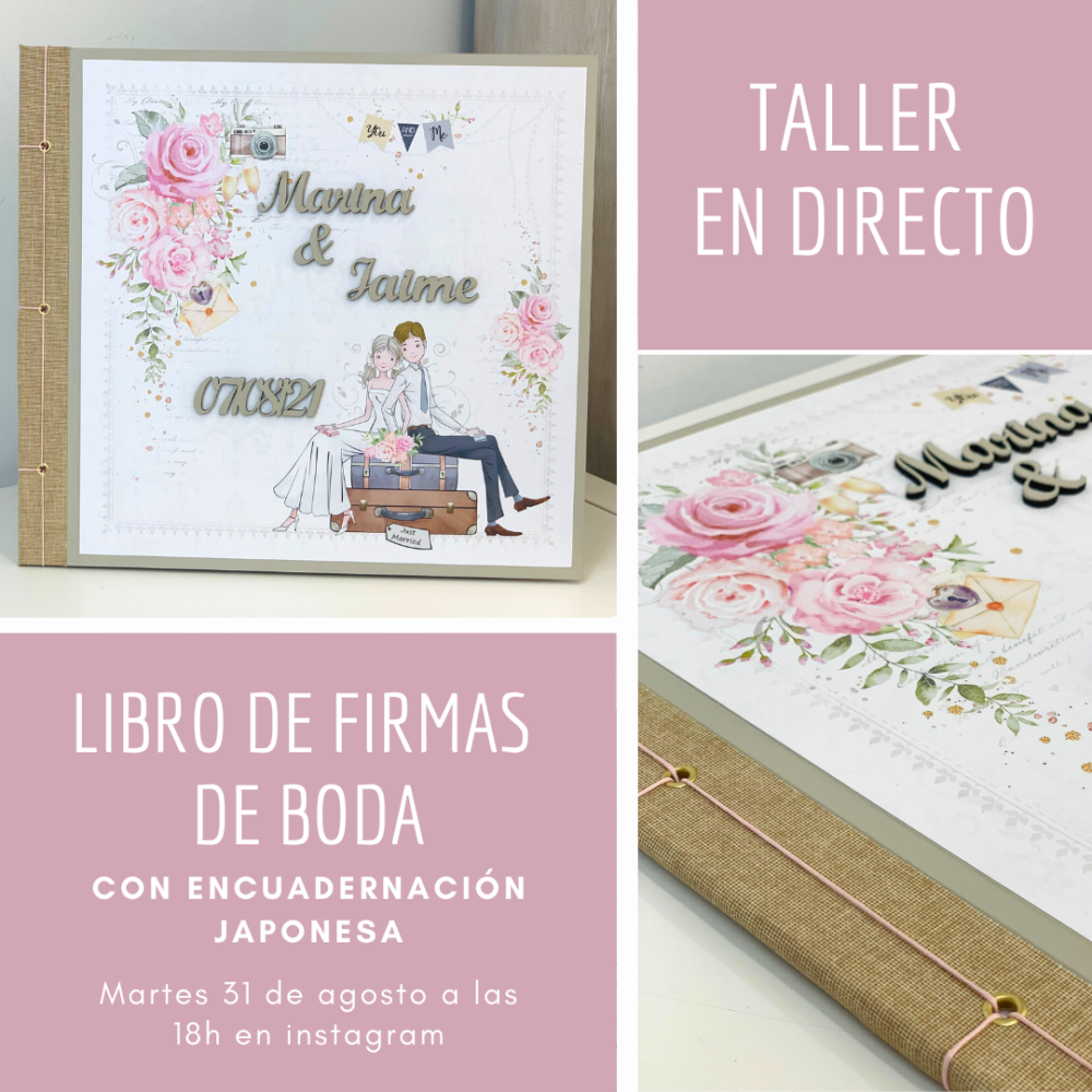 Kit de materiales para el taller: Libro de firmas de boda - Alma Imagina