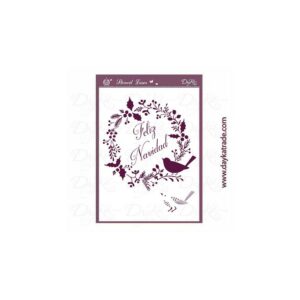 stencil-corona-de-flores-feliz-navidad